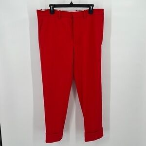 MARNI Red Wool Blend Button Fly Crop Trouser Pants Size 46 = US 10